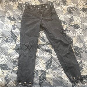 H&M Black Skinny Jeans with Grommet Trim